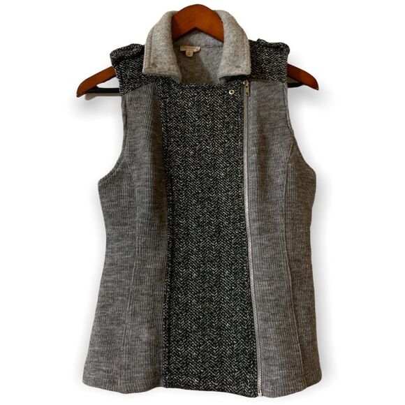 Hem & Thread asymmetrical design zip up vest Size women’s Small / Black & Grey - Picture 6 of 9